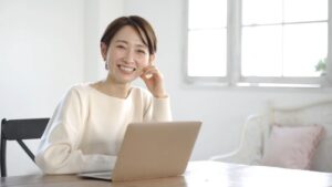 Woman using a computer indoors