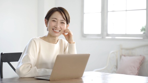 Woman using a computer indoors